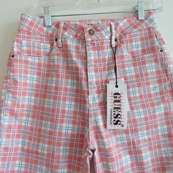 GUESS ORIGINALS High Rise Straight Checked Plaid Print Jeans Y2K - Size 29 NWT - Picture 4 of 16